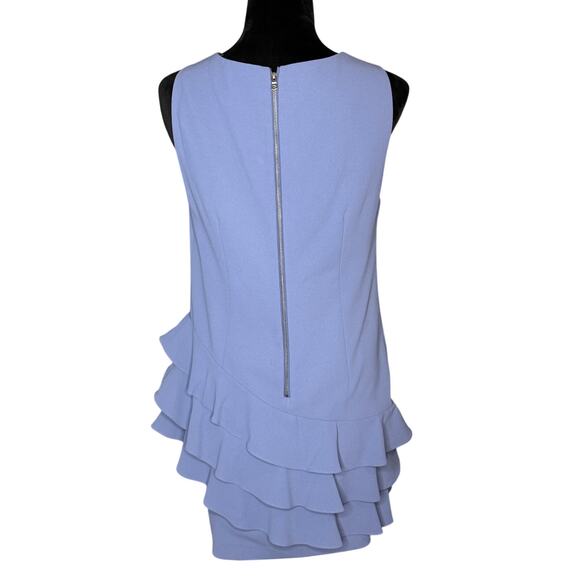 Alice + Olivia Women's sz 8 Clive Asymmetric Ruffle Dress Dusty Blue Midi - Picture 4 of 10